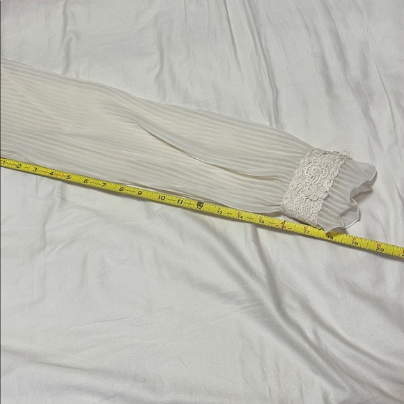 Polo by Ralph Lauren Cream Lace-Front Ruffled High-Neck Blouse Size 4 - Picture 14 of 14